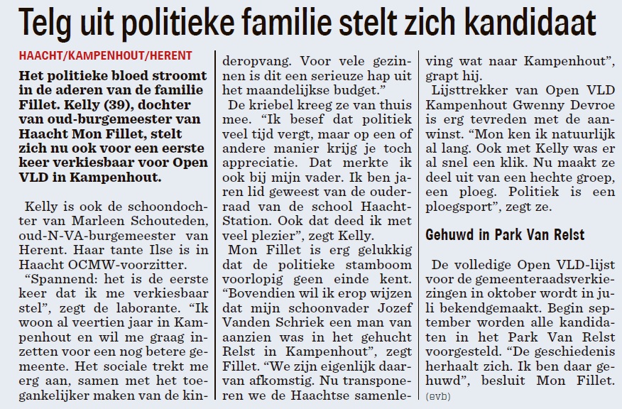 Kelly Fillet Nieuwsblad 12 juni