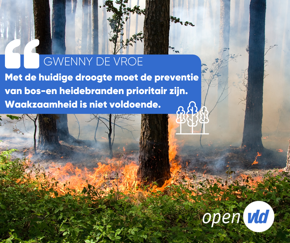 Ik pleit voor een verdere optimalisatie en preventie van bos-en heidebranden in Vlaanderen. De preventie van bosbranden moet met de huidige droogte en het nakend watertekort prioritair zijn.